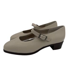 Munro American Womens‎ 7 WW Beige Leather Mary Jane Pumps Made In USA